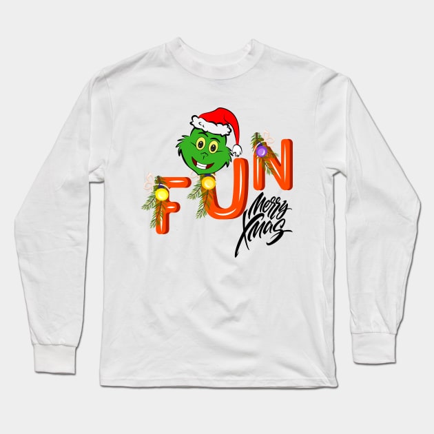 FUN - MERRY xmas - Green Elf - Merry Christmas Long Sleeve T-Shirt by O.M design